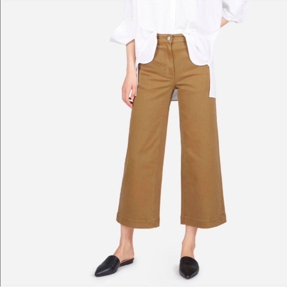 Everlane Organic Cotton Wide Leg Pants Size 0 High Waisted Cropped Ochre